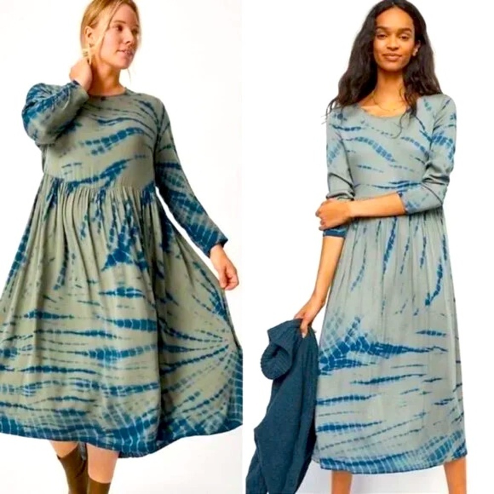 Anthropologie Dolan Elissa Tie Dye Maxi Dress Olive Green Size L NWT - Picture 5 of 8